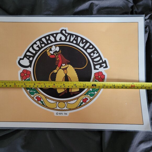 1975 CALGARY STAMPEDE PLASTIC 2-SIDED PLACEMAT EMBLEM/CHUCKWAGON RACING RARE GUC - Picture 6 of 7